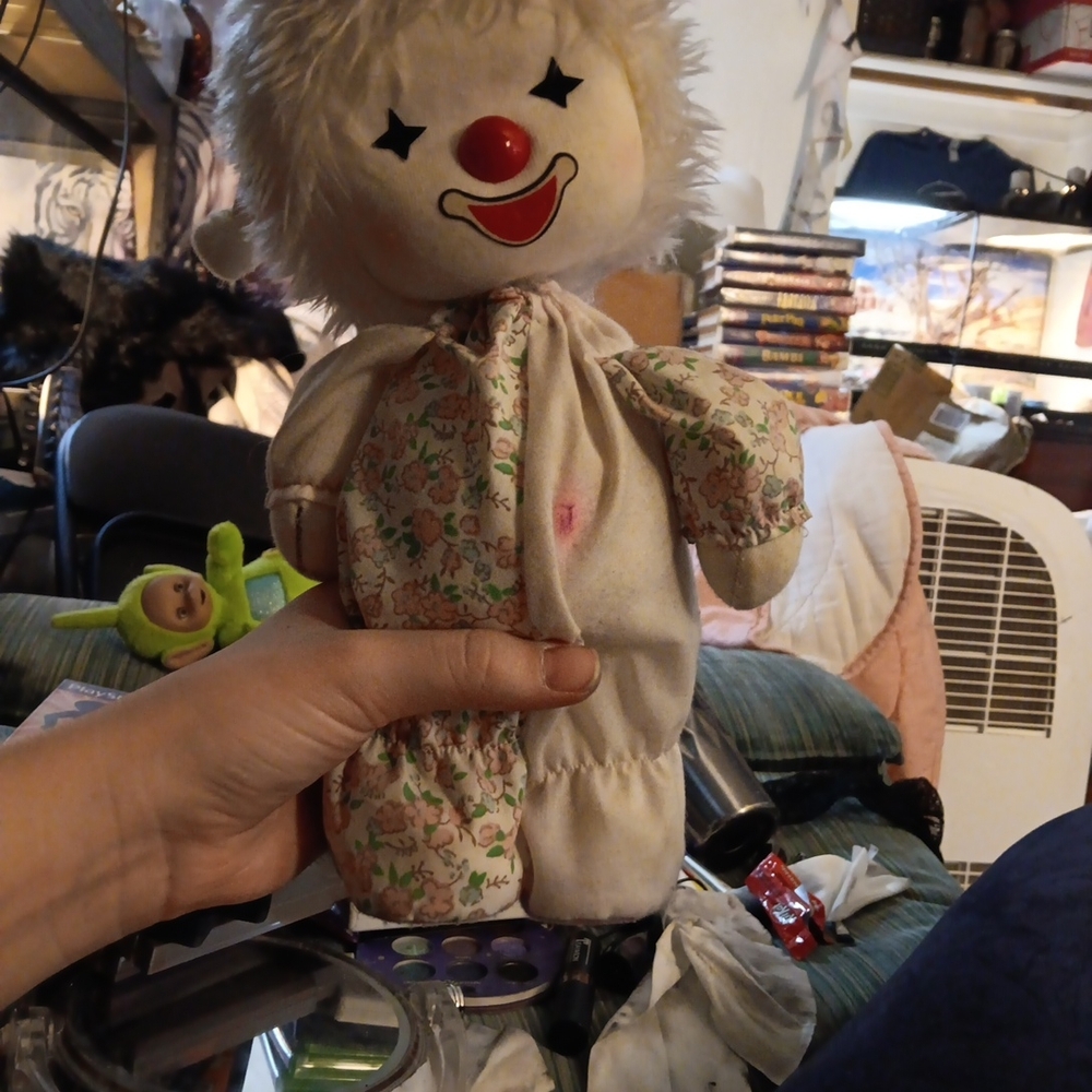 Vintage Poter 1986 Clown Plush Toy with Floral Outfit